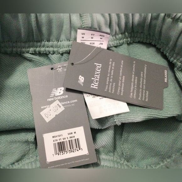 New Balance Sport Essentials French Terry Shorts 5 Inch Inseam Men’s Salt Marsh - Picture 6 of 7